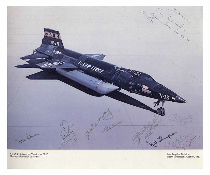 Neil Armstrong Signed Poster of an X-15 Jet, Signed When Armstrong Was a Test Pilot at Edwards Air Force Base -- Poster Also Signed by the ''World's Fastest Man'' Pete Knight